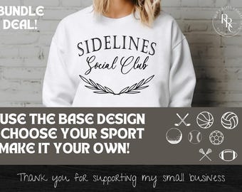 Sidelines Social Club SVG, Multi-Sport Coquette Design