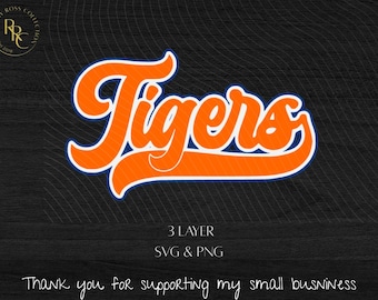 Tigers Script SVG PNG, 3 Layer Cut File