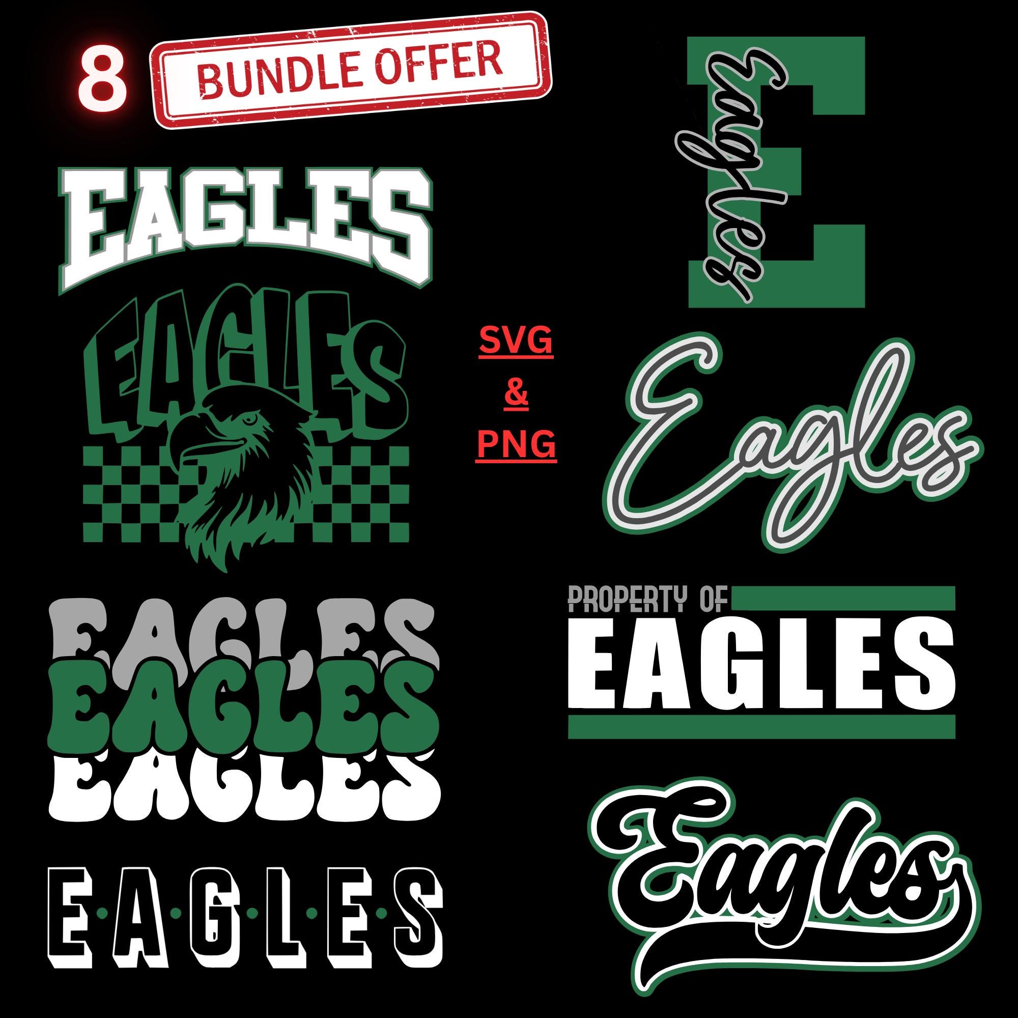 Eagles BUNDLE Script SVG PNG, 8 Designs | Cut & Print Files - Etsy