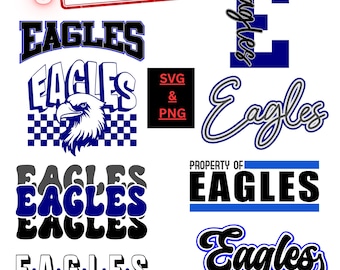 Eagles BUNDLE Script SVG PNG, 8 Designs | Cut & Print Files