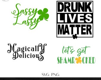 St. Patrick's Day SVG Bundle: Sassy, Shamrocked Designs (PNG)