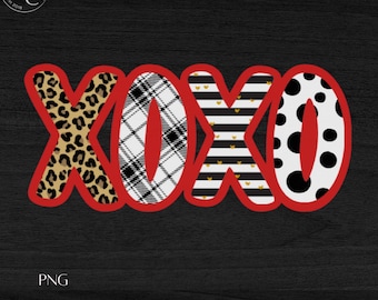 Leopard Plaid XOXO Valentine PNG | Trendy Shirt Design (Digital Download)