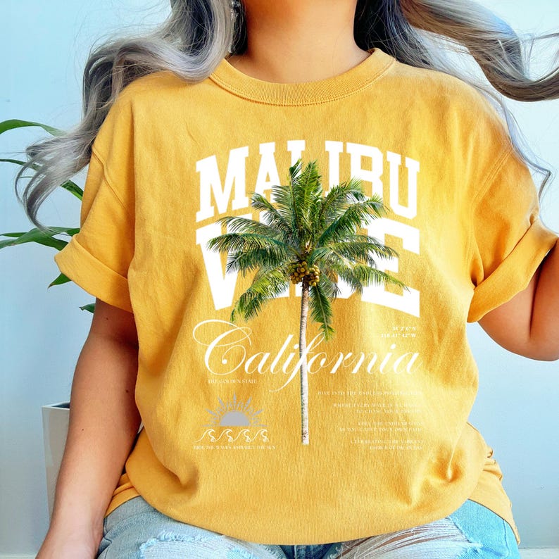 Pacchetto di 10 immagini PNG a tema estivo costiero per uomo / Grafiche di palme sulla spiaggia / Disegni per magliette / Malibu, Santa Barbara, California / Download immediato immagine 17