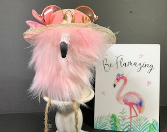 Flamingo Gnome, Flamingo Tiered Tray Decor, Pink Flamingo, Shelf Sitter, Flamingo Decor, Flamingo Lover, Tropical Decor