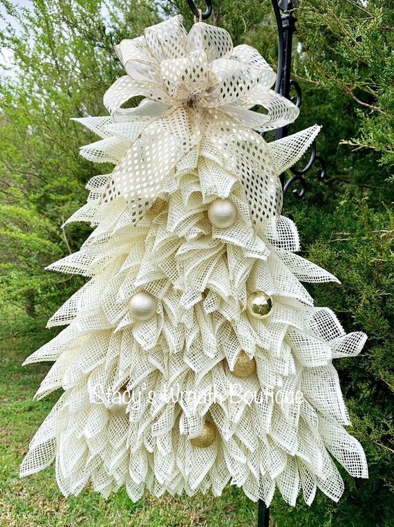 Christmas Tree Wreath For Front Door Christmas Tree Mesh Christmas Tree Wreath Holiday Wreath Tree Wreath Christmas Door Decor