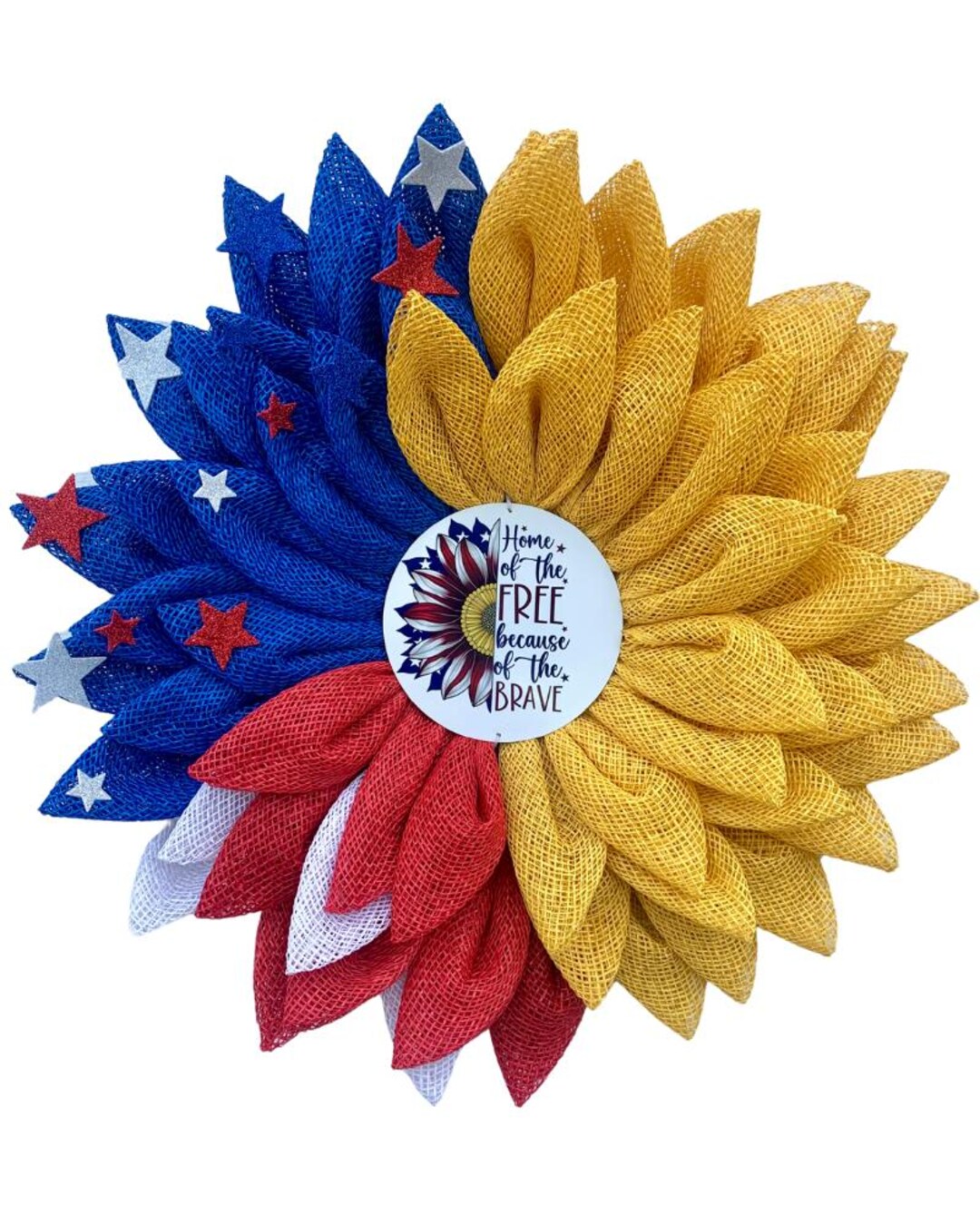 Patriotic Sunflower Wreath – Red White Blue Front Door Wreath | 4th of ...