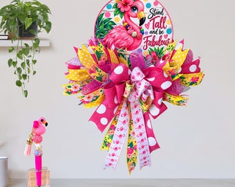 Flamingo Wreath and Pen Set: Door Decor Gift