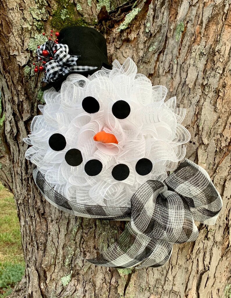 Snowman Wreath for Front Door Snowman Wreath Snowman Decor Etsy