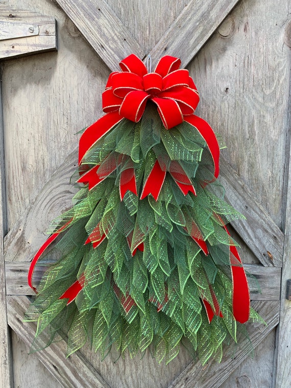 Christmas Tree Wreath for Front Door Christmas Tree Mesh Etsy