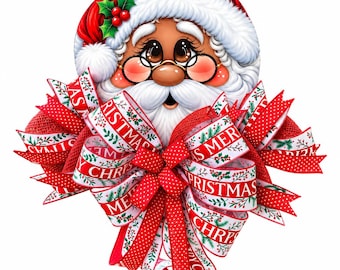 Santa Christmas Wreath, Christmas Door Wreath, Santa Face Wreath, Red and White Christmas Wreath, Holiday Front Door Decor, Christmas Gift