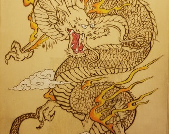 chinese dragon art etsy