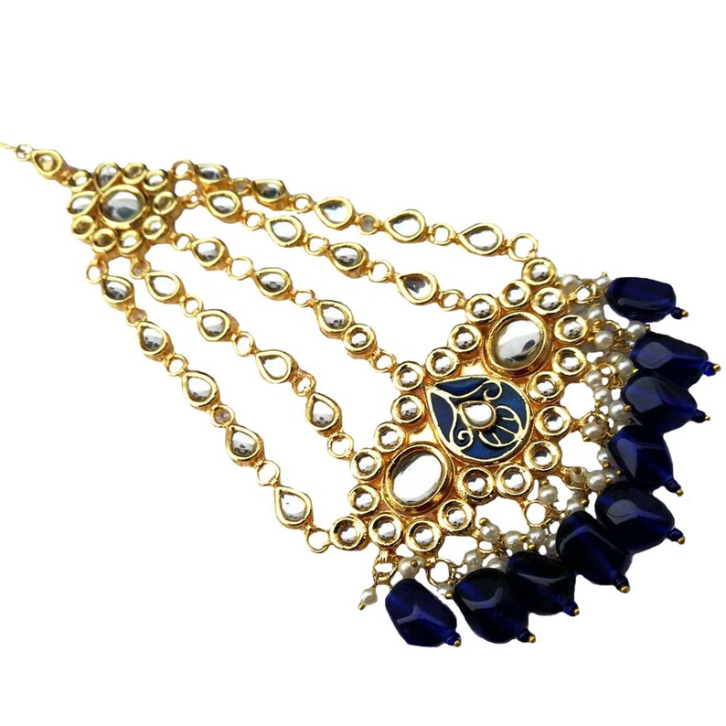 Finekraft Bridal Indian Kundan Designer Bollywood Wedding Style Sided Passa Jhumer Jewelry Set For Women