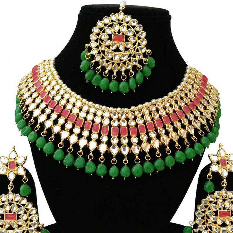 Finekraft INDIAN KUNDAN NECKLACE Bollywood Kundan Choker Necklace Set Latest Pearls Designer Kundan Necklace,Indian Jewelry,Bridal Jewelry