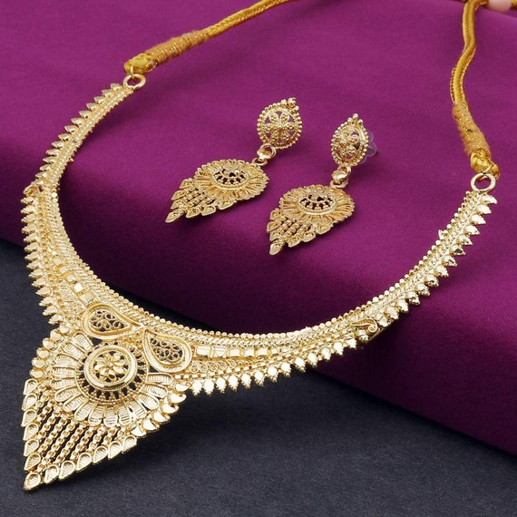 Gold Plated Choker Necklace Set for Women