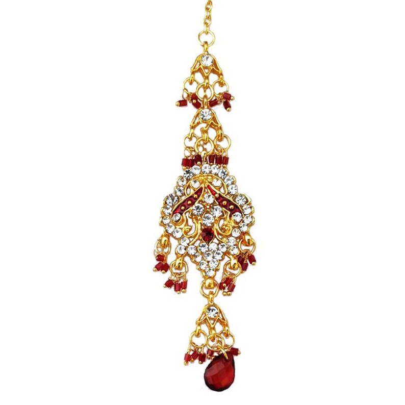 Finekraft Zircon Maang Tikka Bridal Latest Indian Traditional Wedding Designer Gold Plated Crystals Designer Jewelry Set For GirlsWomen