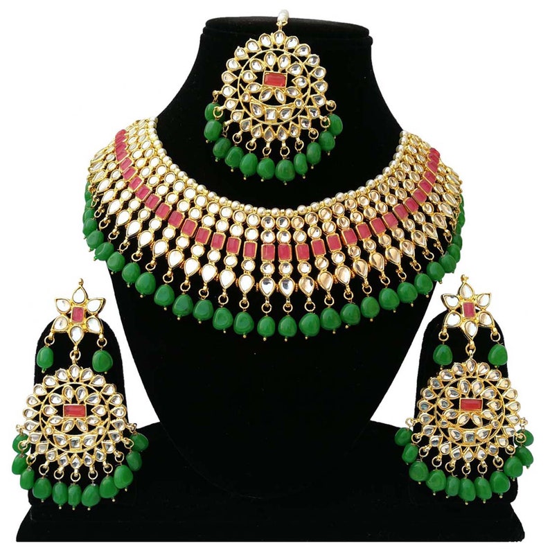 Finekraft INDIAN KUNDAN NECKLACE Bollywood Kundan Choker Necklace Set Latest Pearls Designer Kundan Necklace,Indian Jewelry,Bridal Jewelry
