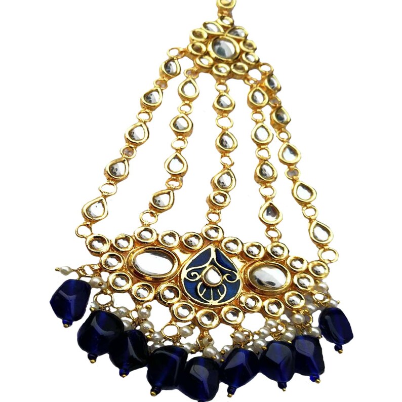 Finekraft Bridal Indian Kundan Designer Bollywood Wedding Style Sided Passa Jhumer Jewelry Set For Women