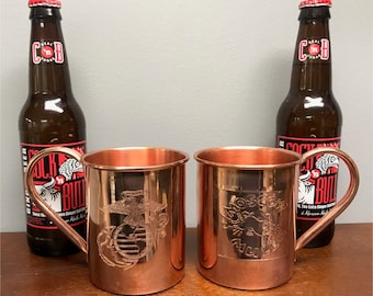 Cuerpo de Marines Grabado Moscú Mula Tazas de Mula en RelieveMuera de Mula de Moscú Tazas de Mula de Moscú Personalizadas Mula de Moscú Regalo Personalizado Tazas de Cobre Sólido