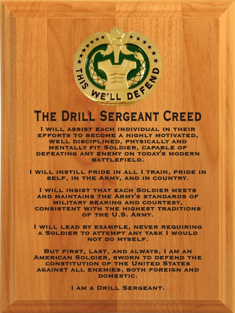 The Drill Sergeant Creed PlaqueArmy PlaqueMilitary Etsy