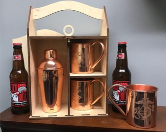 Cuerpo de Marines Grabado Moscú Mule Tazas Personalizadas Moscow Mule Mugs Moscow Mule Cocktail Shaker Caja de regalo personalizada Tazas de cobre sólido