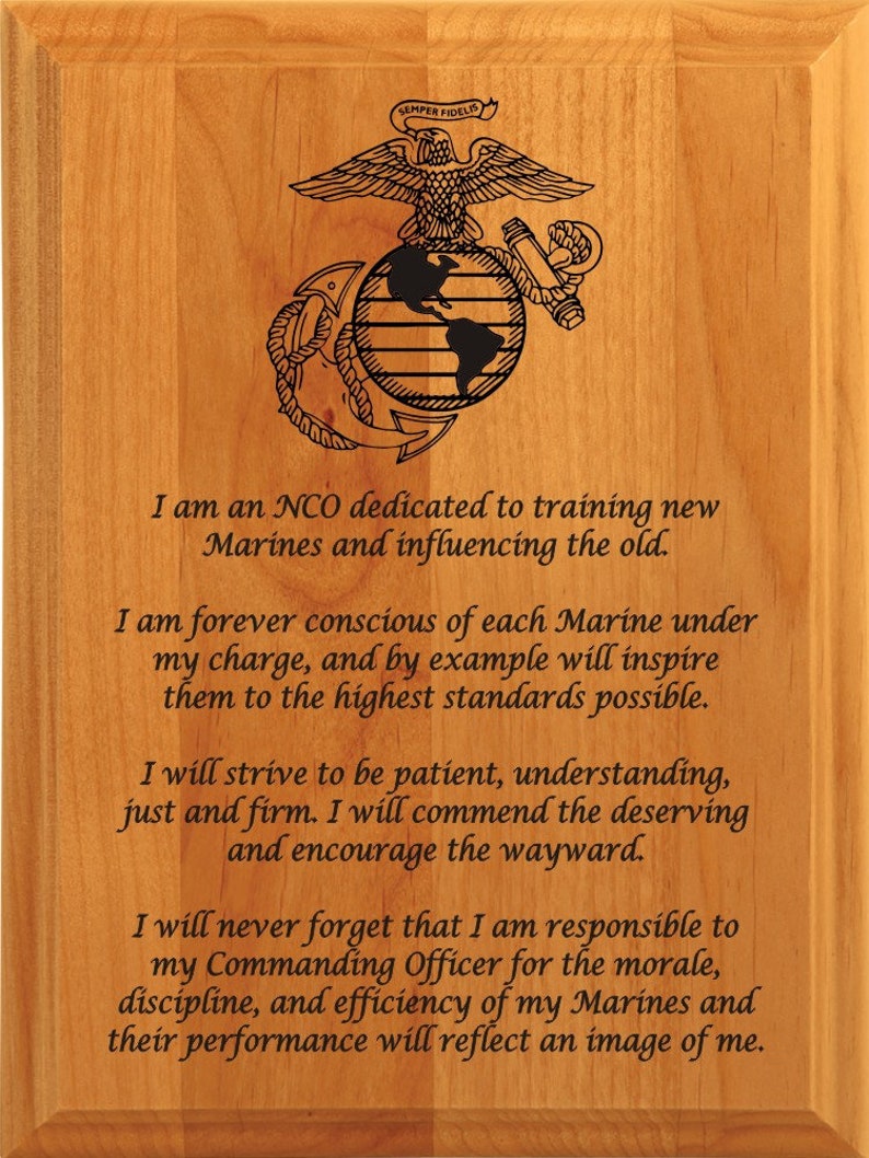 Printable NCO Creed Certificate