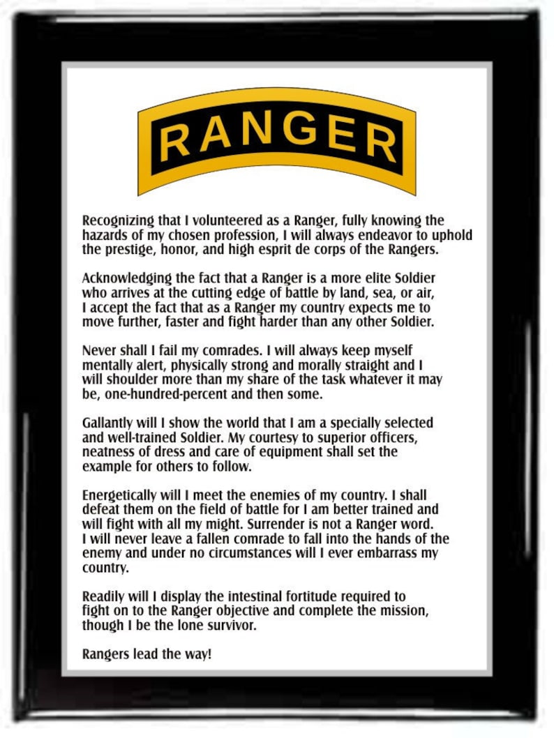 Army Ranger Creed Plaque,army Plaque,military Plaque,retirement Plaque,promotion Gift,pcs Plaque