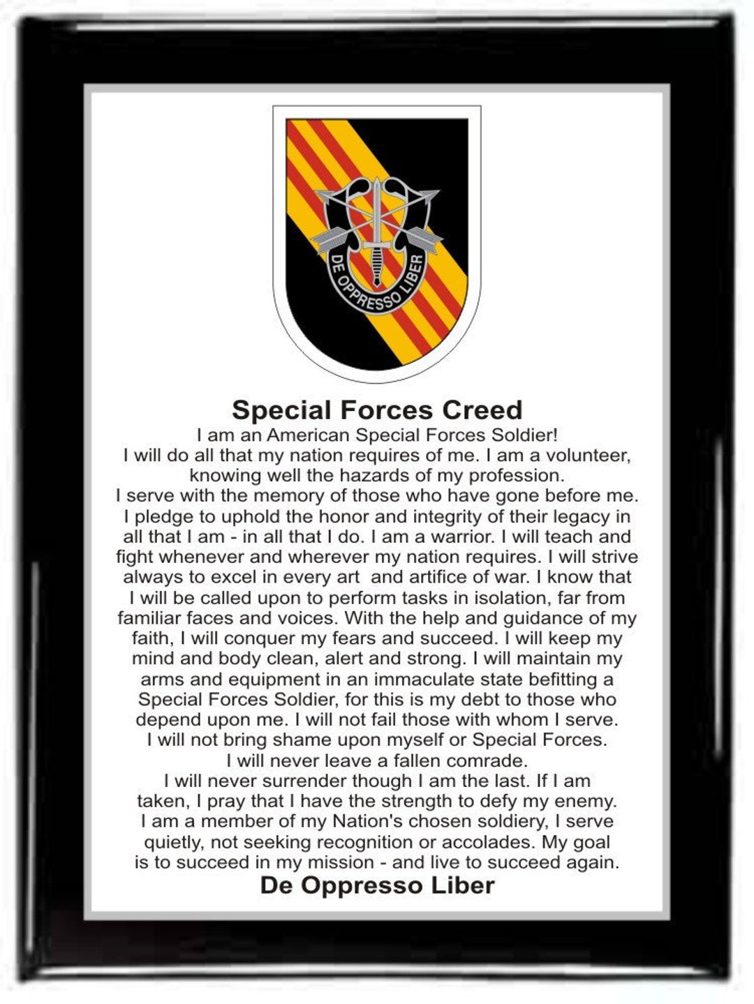 Special Forces Creed Plaque,army Plaque,military Plaque,retirement