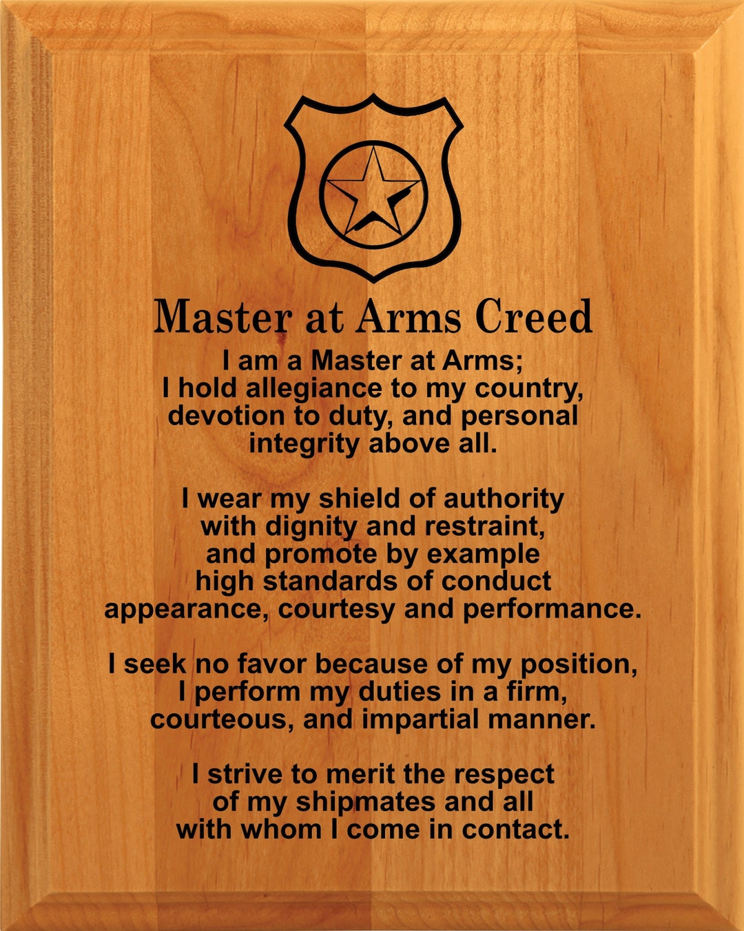 Master at Arms Creed Plaque,military Gift,army Plaque,retirement Plaque,promotion Gift,pcs