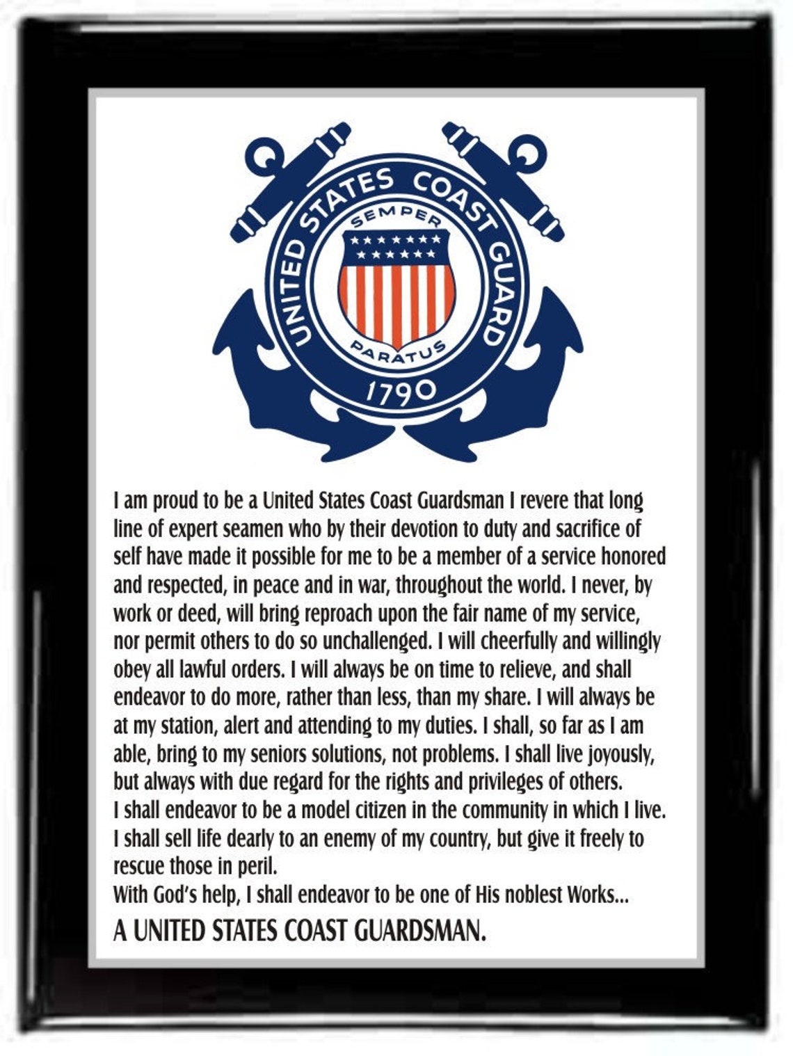 Coast Guard Creed Plaque,coast Guard Plaque,military Plaque,retirement