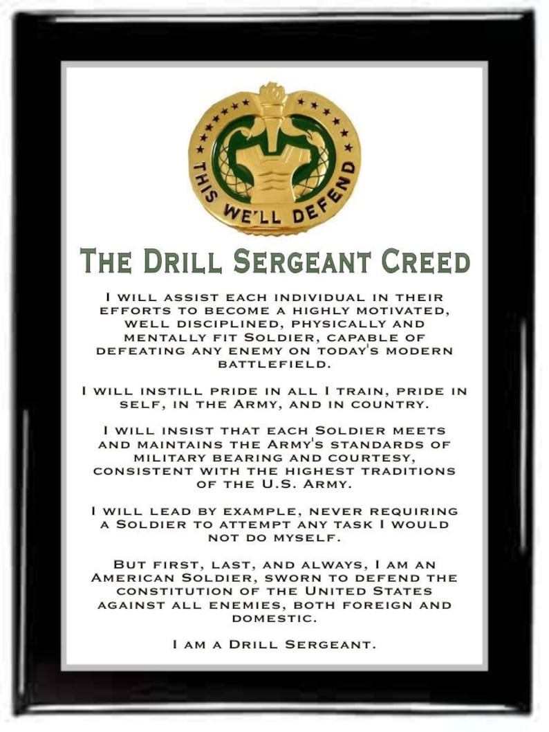 The Drill Sergeant Creed Plaque,army Plaque,military Plaque,retirement