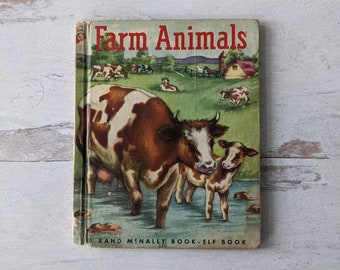 Vintage 1950 Rand McNally Farm Animals Children's Book
