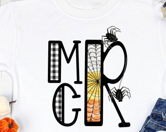 Boys fall shirt, personalized boy shirt, Halloween initials, spider alphabet, halloween shirt, Fall shirt, unisex tee, boy monogram shirt