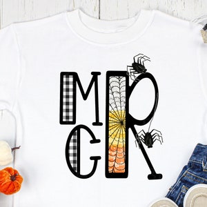 Boys fall shirt, personalized boy shirt, Halloween initials, spider alphabet, halloween shirt, Fall shirt, unisex tee, boy monogram shirt