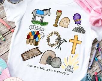 Easter story, tomb, cross, nails, Easter shirt, personalized youth shirt, youth Easter shirt, girl Easter tee, Easter basket filler