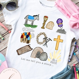 Easter story, tomb, cross, nails, Easter shirt, personalized youth shirt, youth Easter shirt, girl Easter tee, Easter basket filler