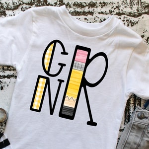 Boy monogram shirt, pencil monogram, stacked monogram, first day of school, elementary, Pre-K shirt, boy shirt, youth shirt