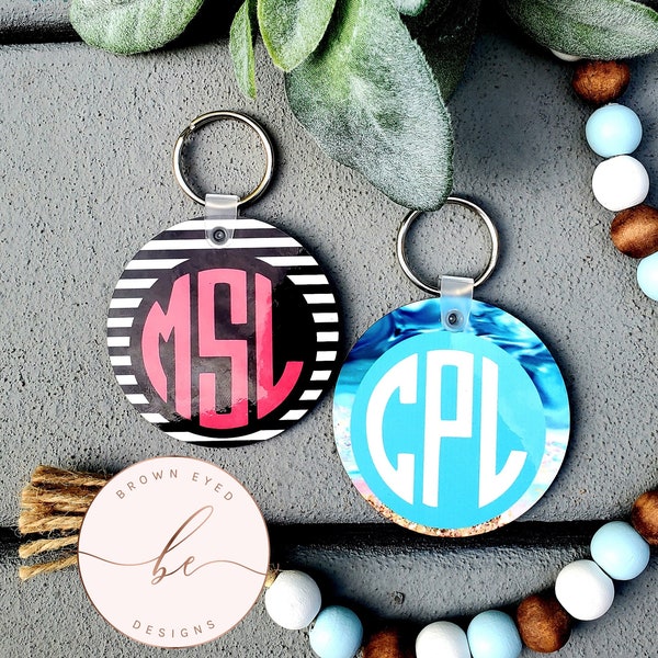 Monogram keyring, keyring, beach, car bling, monogram, custom, personalized, leopard, gift for mom, friend gift, key chain