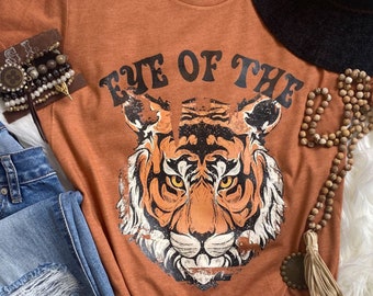 Eye of the tiger, retro, vintage, distressed tiger, tiger shirt, gift for her, mom shirt