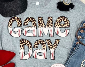 Game day, baseball alpha, leopard, baseball, leopard baseball tee, mom shirt, gift for her, sports mom, baseball mom