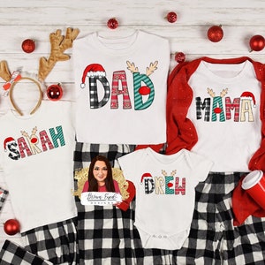 Family Christmas shirts, Matching family shirts, Family PJ shirts, Matching Christmas shirts, reindeer letters, personalized shirt, mom gift