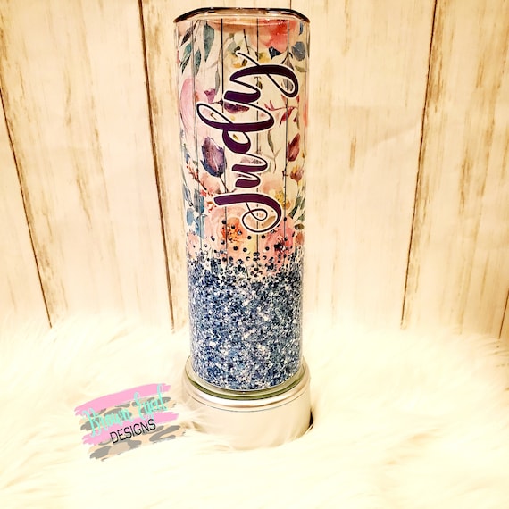 Floral Glitter Tumbler Glitter Farmhouse Spring Tumbler 