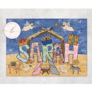 Christmas story puzzle, Christmas gift, toddler, youth, girl and boy Christmas, Nativity, sensory activity, Personalized puzzle, baby Jesus