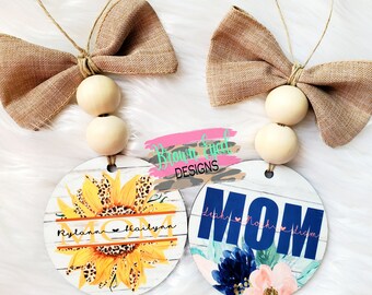 Mothers day gift, mom car charm, Car charm, car bling, rear view mirror charm, personalized car charm, car accessories, sunflower, floral
