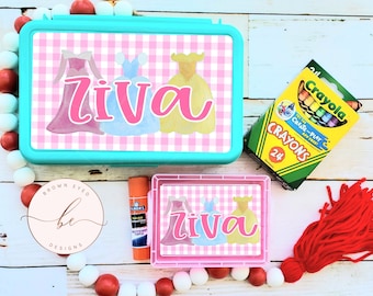 Personalized Pencil Box and Crayon box set, School Pencil Box, back to school, elementary, toy storage, road trip, custom name pencil box