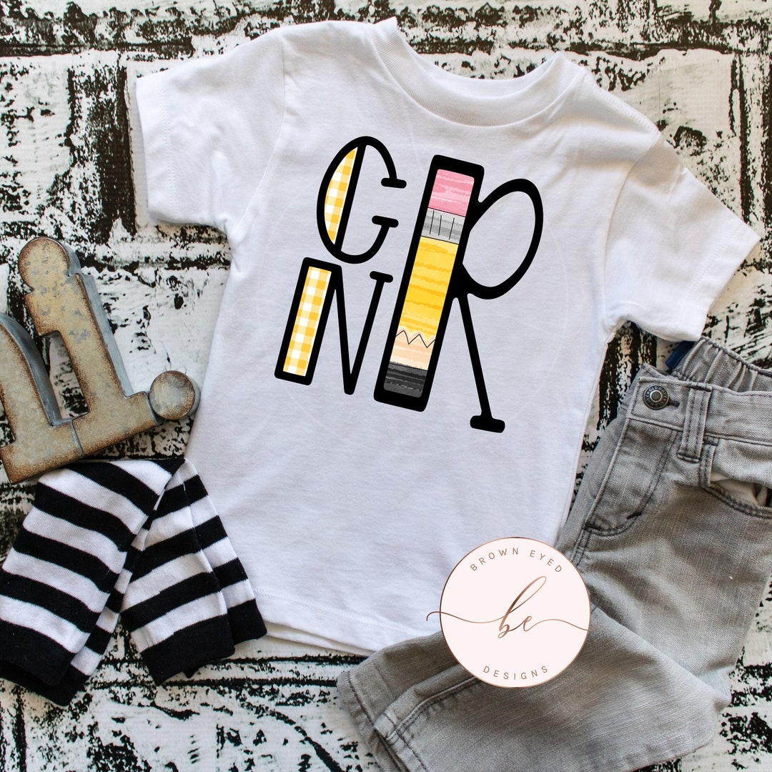 Boy Monogram Shirt, Pencil Monogram, Stacked Monogram, First Day of ...