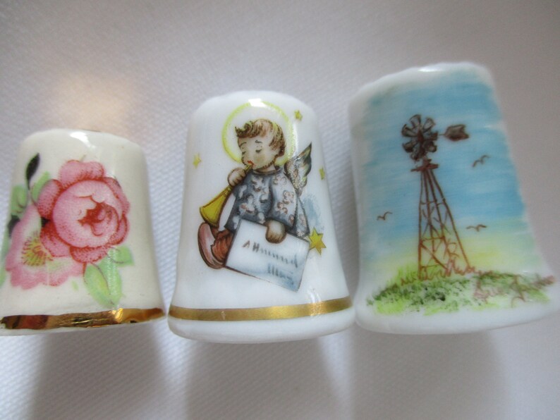 RARE 6 Thimbles Vintage Porcelain Thimbles Unique Thimbles Etsy