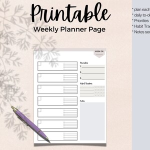 printable weekly planner page