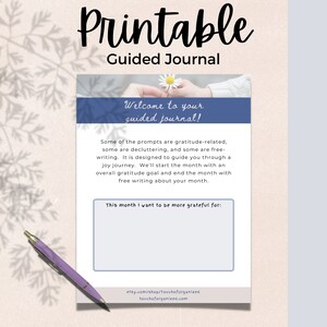 monthly guided journal - decluttering, gratitude, free writing