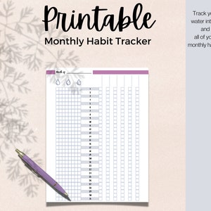 printable monthly habit and water tracker