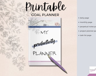 printable Productivity planner - daily planning, monthly planning, perpetual notes, project planner, task list